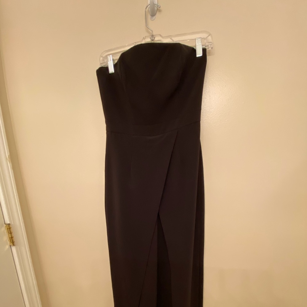 Black strapless pants suit